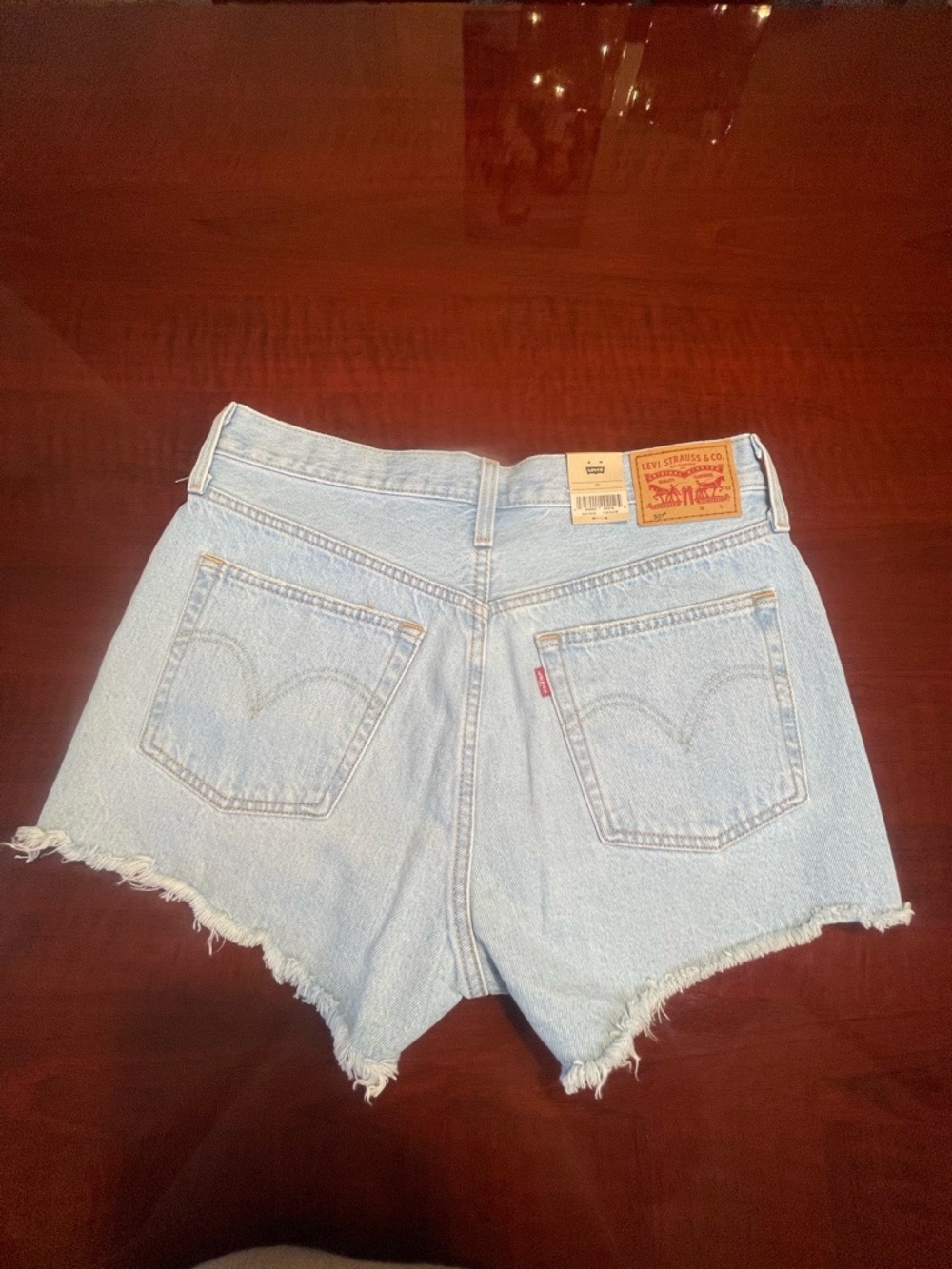 Levi’s 501 Original High Rise Denim Shorts Light Wash Distressed Cut Off Size 30 - Picture 6 of 11